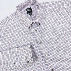 Jos A Bank Traveler Shirt Men's 2XL Multicolor Grid Button Down‎ Performance